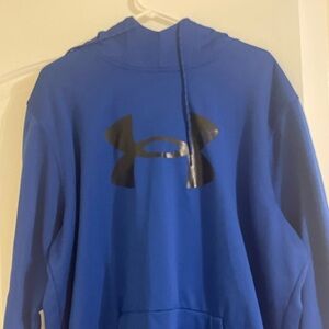 Under Armour Blue  & Black Hoodie Sweatshirt Men Sz 2XL Big Logo Loose Cool Gear